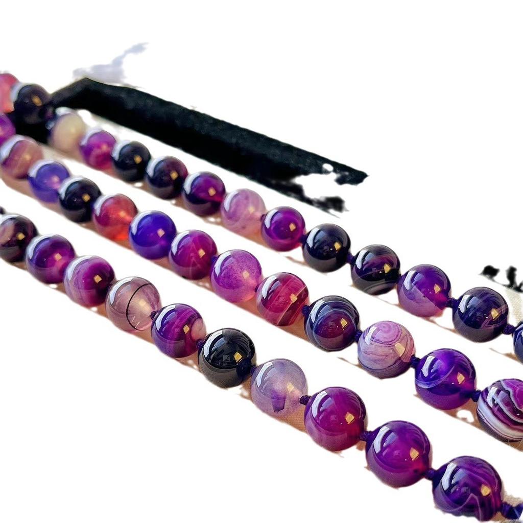 Vintage 12Mm Shujulai Natural Purple Chalcedony Agate Necklace Niche Purple Mysterious Clavicle Bead Chain