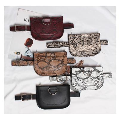 Women Waist Pack Serpentine Fanny Pack Pu Leahter Waist Bag Snake Skin Waist Belt Female Purse