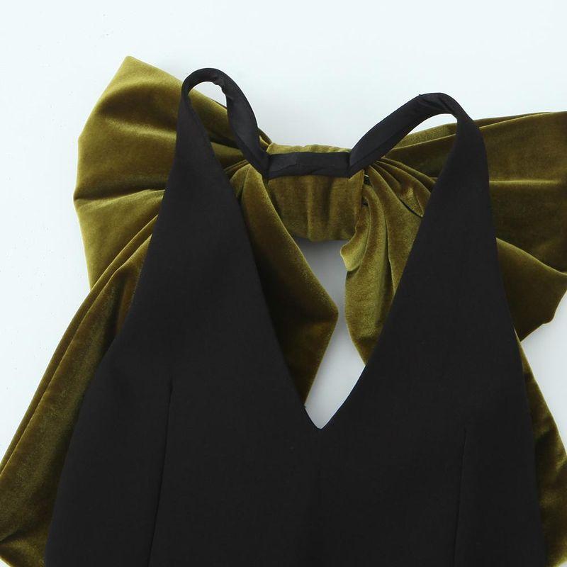 Kaslead New Arrival Women's Clothing Fashion Style Fashion Velvet Oversized Bowknot Decoration Dress 9058777
