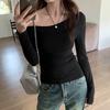 Pure Lust Style Thin Slanted Shoulder Long-sleeved T-shirt Women's Autumn New Lazy Slack Spice Slim Top