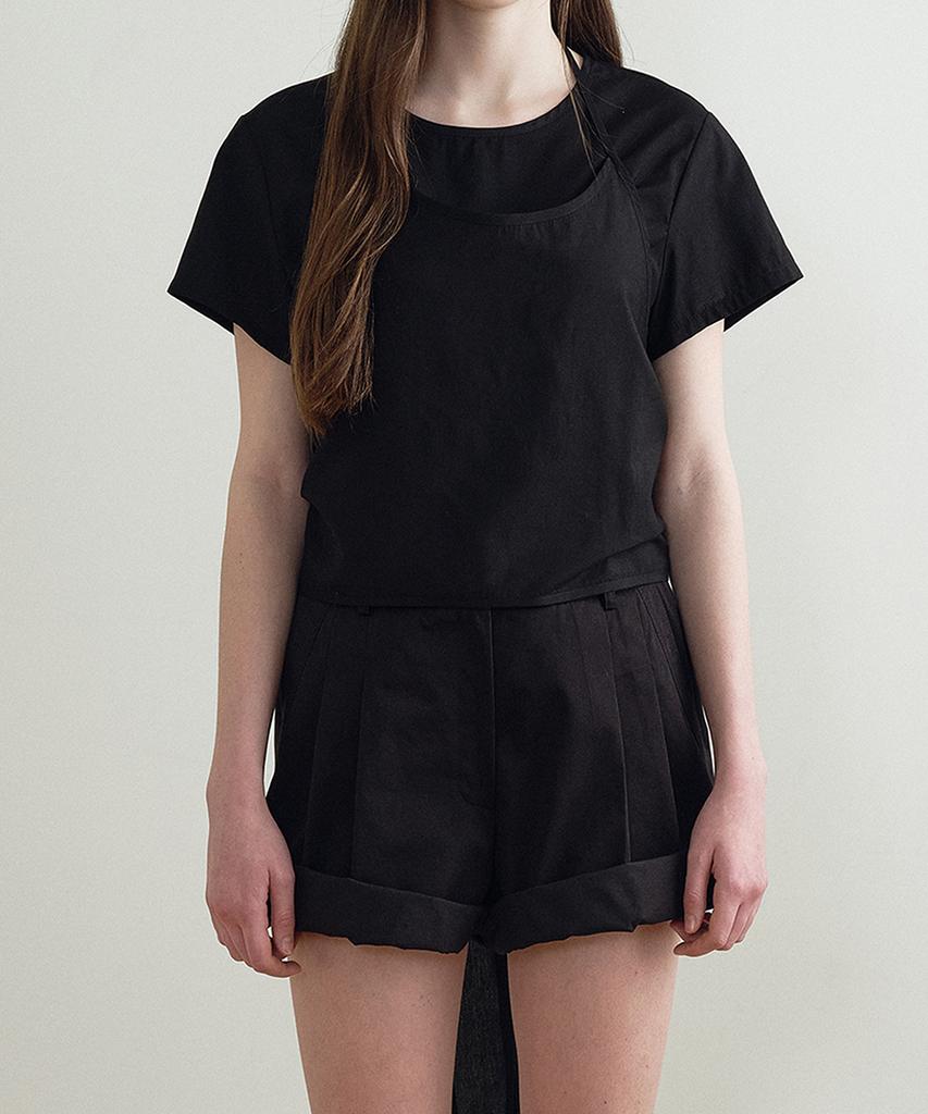 MAKE A TOAST Cuffed Casual Shorts (Black) Mbfspa012Bk