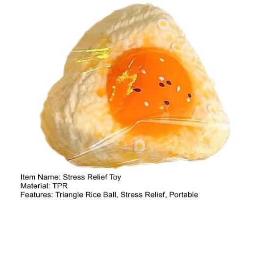 Egg Yolk Rice Ball Squeeze Toy Stress Relief Triangle Rice Ball Sensory Toy Soft Stretchy Decompression Simulated Food Fidget Toy