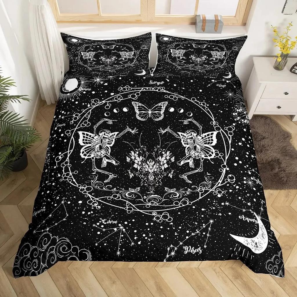 The Sun And Moon Duvet Cover Set Boho Mandala Floral Stars Starry Sky Nordic Comforter Cover,Constellation Bedding Set King Size