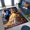 3D Lovely Beauty and The Beast Cartoon Rug for Bedroom Living Room Sofa Home Doormat Decor, Large Kids Play Non-slip Floor Mat