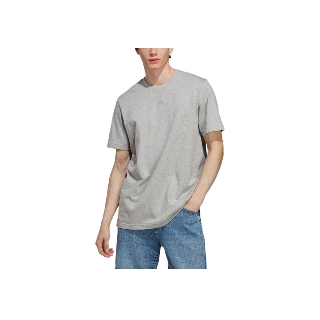 Adidas Solid Color Crew Neck Pullover Straight Casual Sports Short Sleeve T-Shirt Men Tops Medium-Grey-Heather IC9789