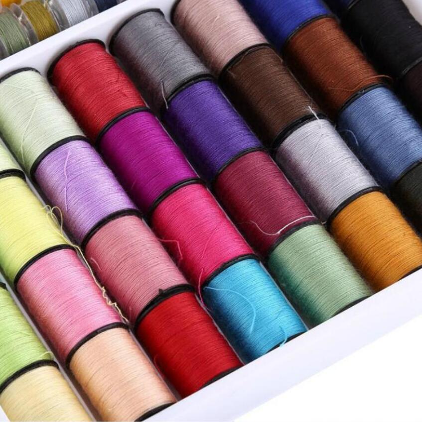 64 Spools Craft Scissor Stitches Needles Tools Multicolor Sewing Threads Sewing Tools Kit