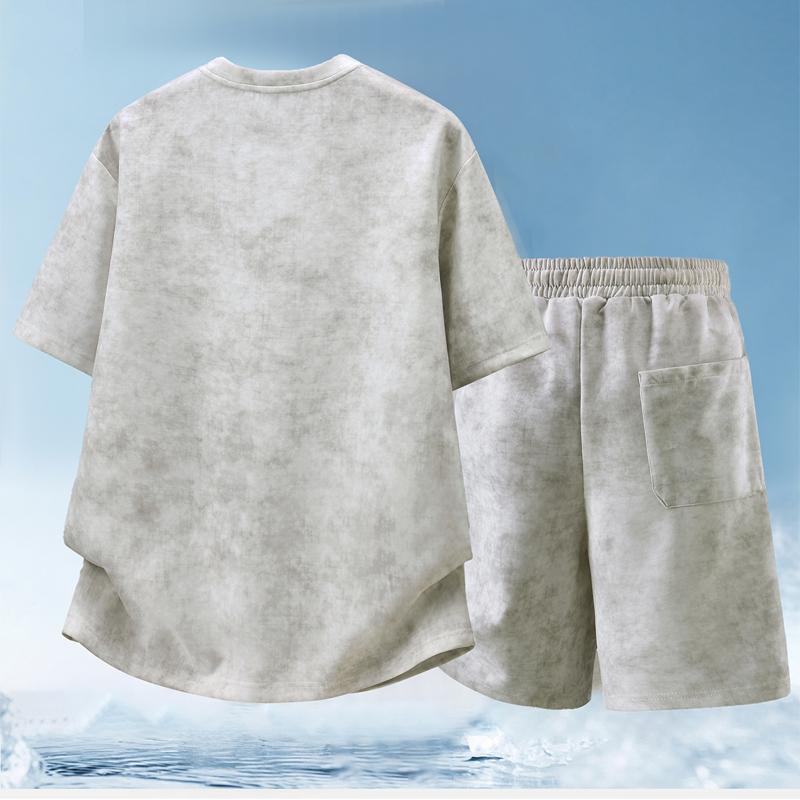 Plus Size 4XL-10XL Summer Casual Set 2 Piece Man Short Sleeve T-shirts Oversize Shorts Sets