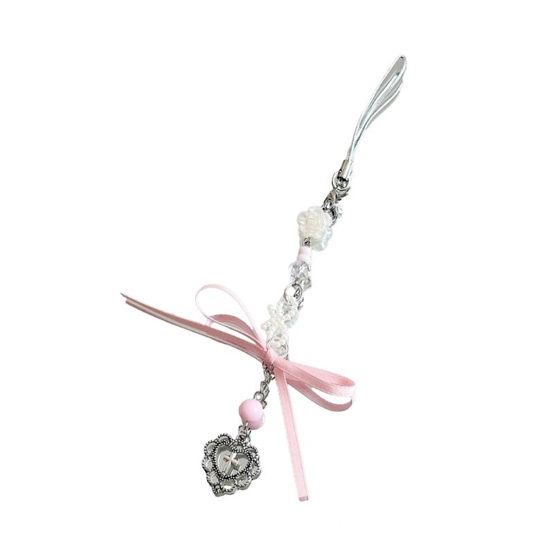 Pink Dance Shoes Keychain Delicate Ribbons Bowknot Keyring for Bags Backpacks Phone Charm Romantics Phone Strap Ornament