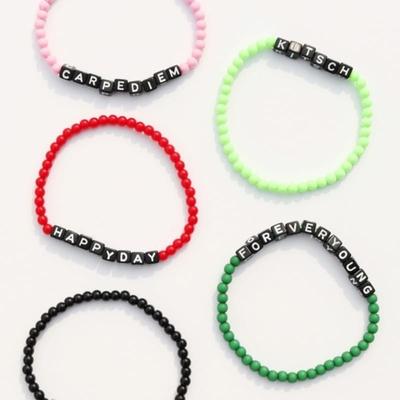 BONBEAU Black Cube Initial Color Ball Bracelet