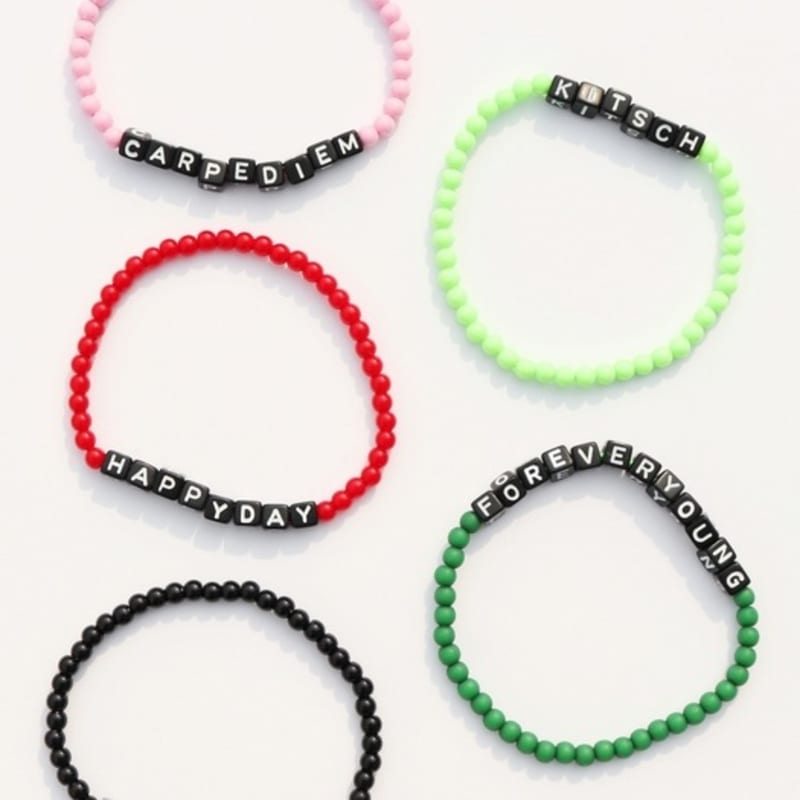 

BONBEAU Black Cube Initial Color Ball Bracelet dark green