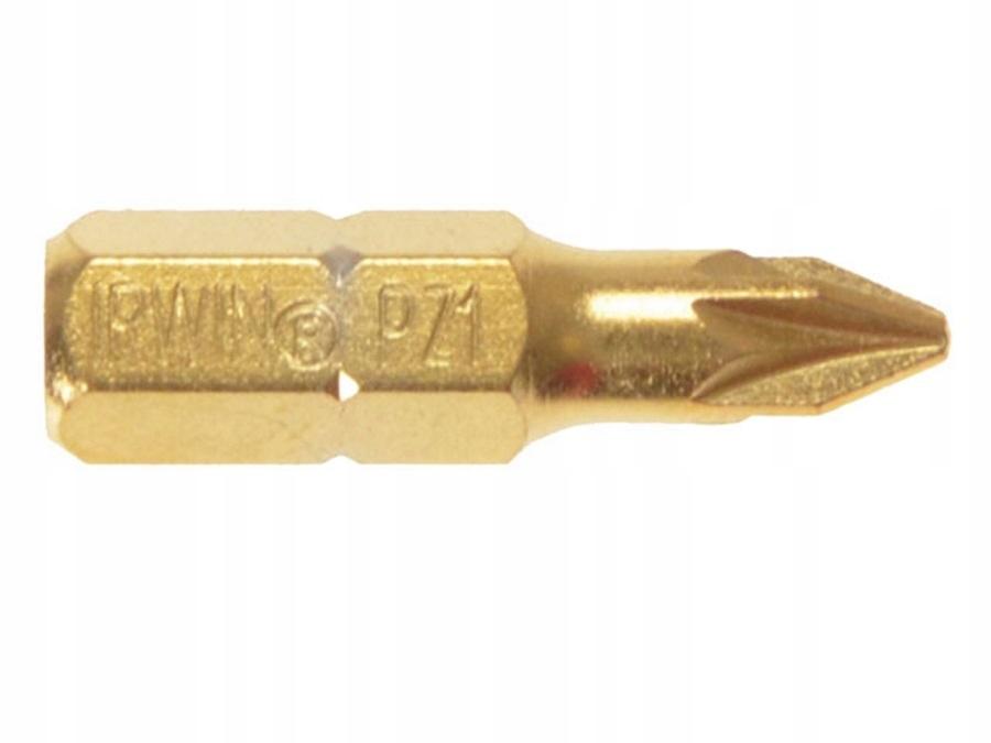 Tin-Titanium Pozidriv Bit 1/4' 25mm Set of 10 Pz1