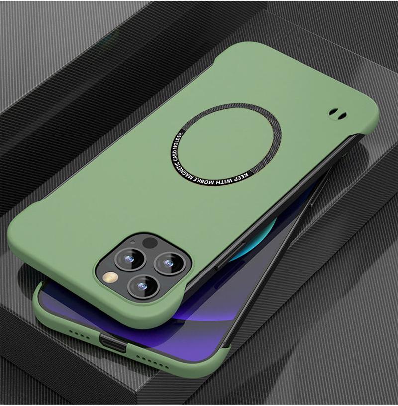UltraThin Frameless For iPhone 14 15 Pro Max Plus 13 12 11 Pro Mini XS Max Magsafe Magnetic Wireless Charging Hard PC Case