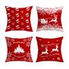 Christmas Red Square Pillow Cover Elk Santa Claus Christmas Tree Print Home Pillow Cushion Cover