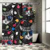 Black Shower Curtain with Funny Cat Design Waterproof Bathroom Decoration, Perfect for Home Decor (36x72 inches)