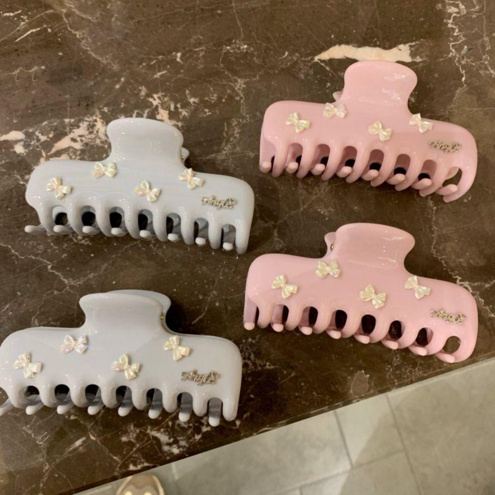 Plastic Bow Hair Claw PC Large Shark Clip Personalized Bowknot Hair Clip  Streetwear