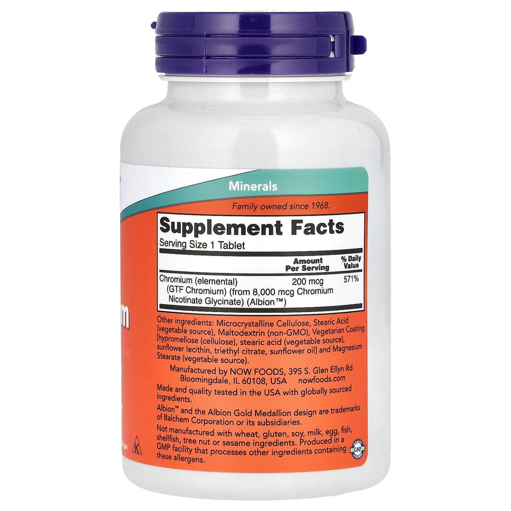 NOW Foods GTF Chromium 200mcg 250 Tablets