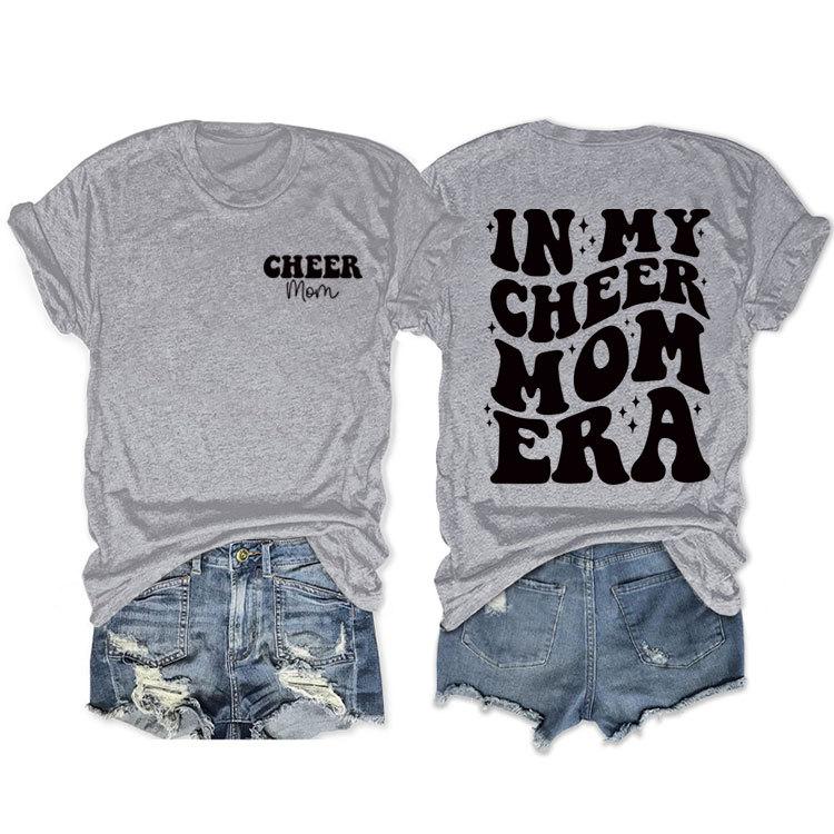 In my cheer mom era cheer mom crew neck casual T-shirt double-sided printing loose short sleeves
