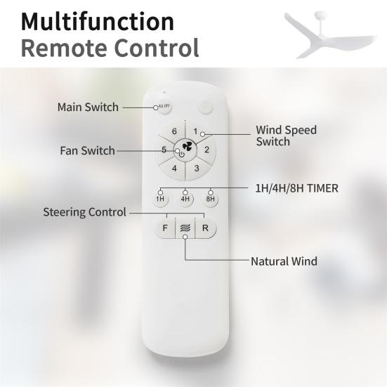 Ventilateur de Plafond 38 Pouces sans Lumière, Ventilateurs de Plafond Modernes Intérieur Extérieur avec Moteur à Courant Continu Télécommande pour Chambre, Salon