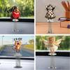 Durable Double Sided Printing Ornaments Cute Cat/Dog/Elf Car Dashboard Decorations with Spring Swing Design, Double-sided 2D Flat Acrylic Healing Desk