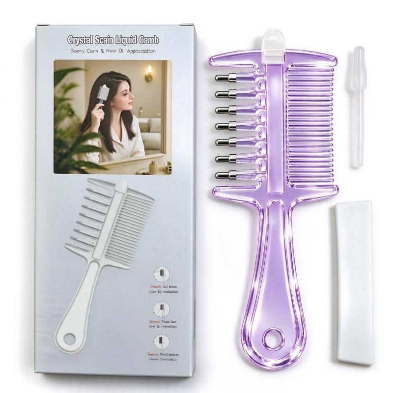 2-In-1 Scalp Applicator Comb With 7 Rolling Massage Tips Multi-Function Scalp Liquid Applicator Anti-Frizz Hair Care Comb Gift