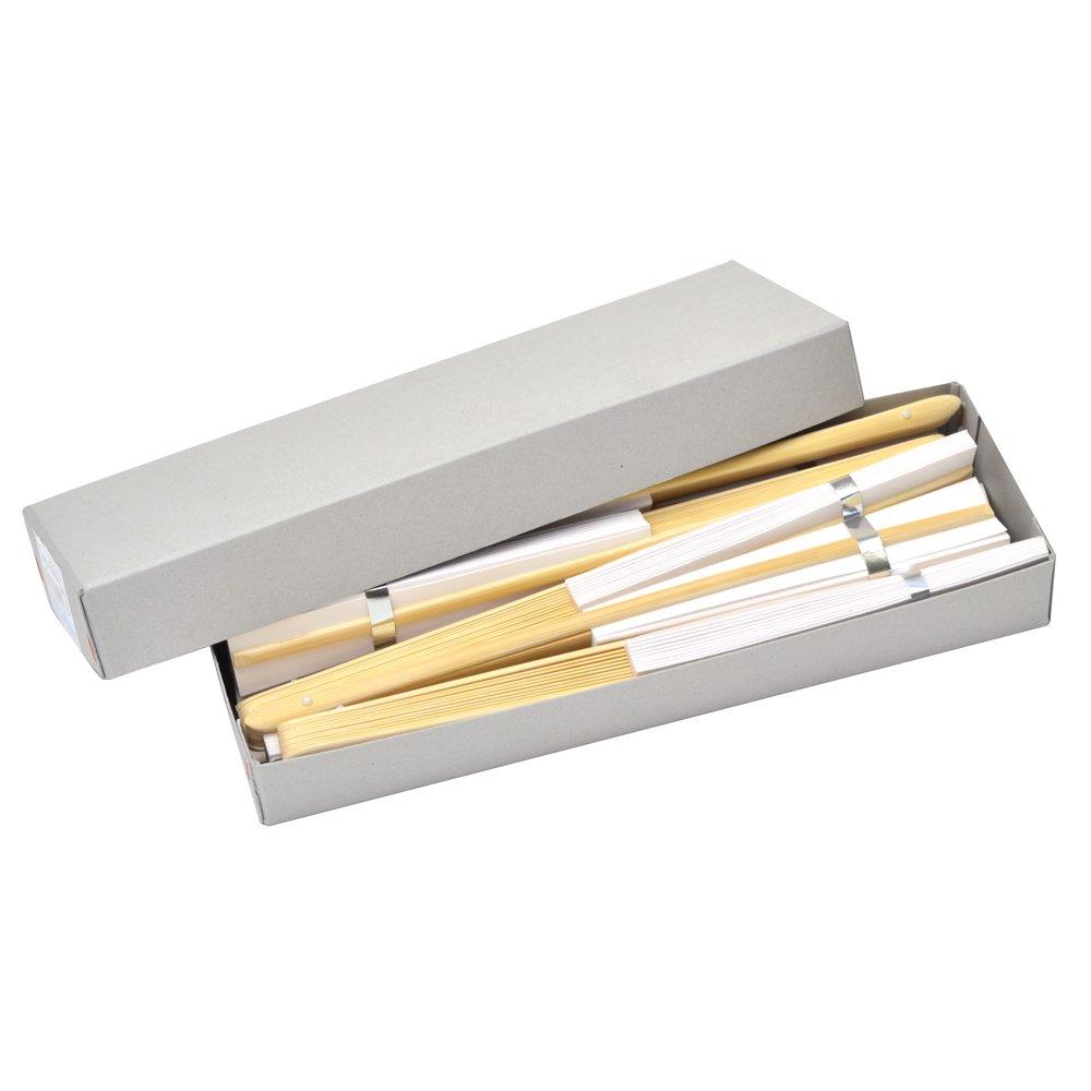 Taka Brand Folding Fan 33-213, White, 10 Pieces