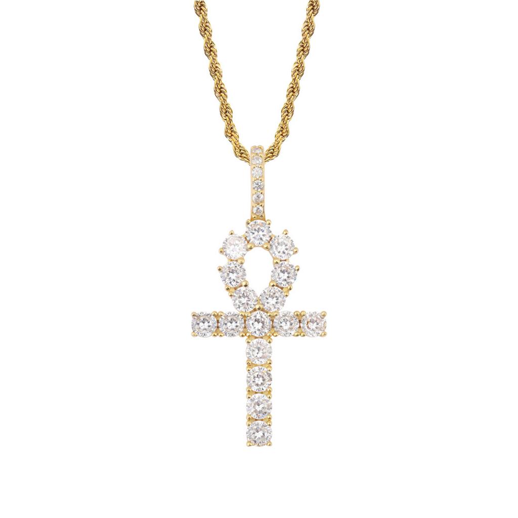 Collana con Crocifisso in Zirconia Cubica Unisex Elegante Collana con Pendente in Argento Gioiello Fashion Statement Regalo