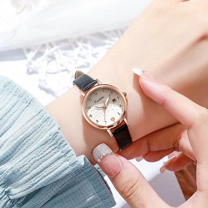 Fashion Love Digital Dial Women Watch Leather Strap Date Quartz Wristwatch Girls Clock Watches Montre Femme Dropshipipng Gifts