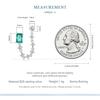 Bamoer 1PC 925 Sterling Silver Double Hole Chain Earrings for Women Fine Jewelry Green Square Piercing Ear Stud Wedding
