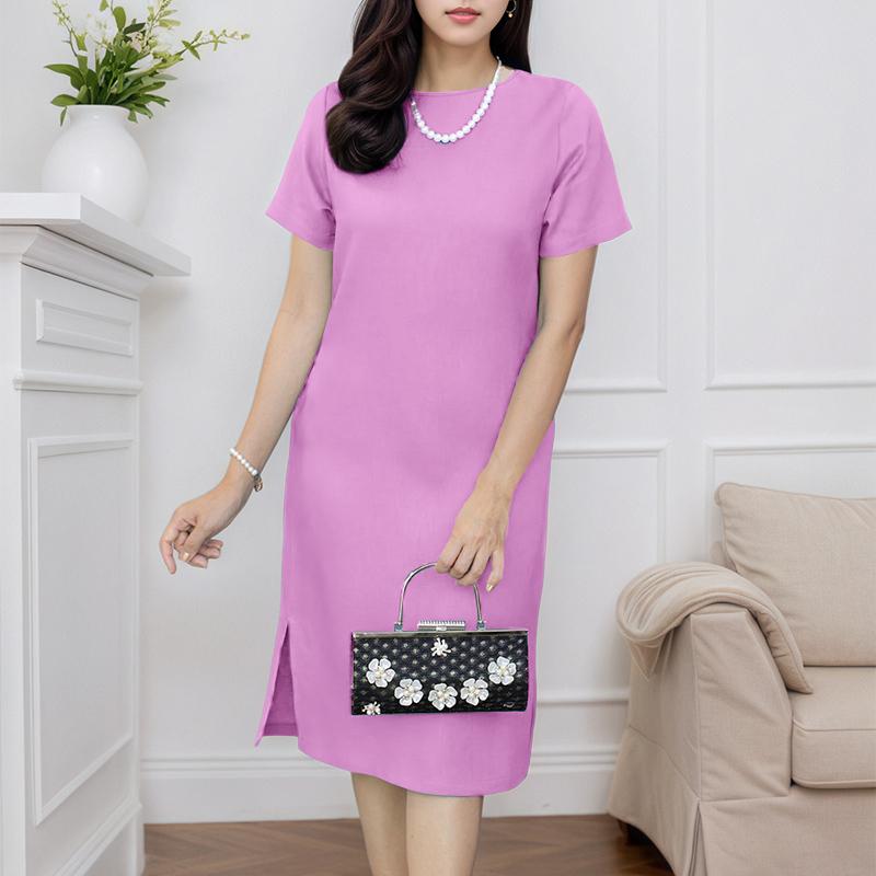 

ZANZEA Женское летнее повседневное платье с круглым вырезом и коротким рукавом 5XL кларет