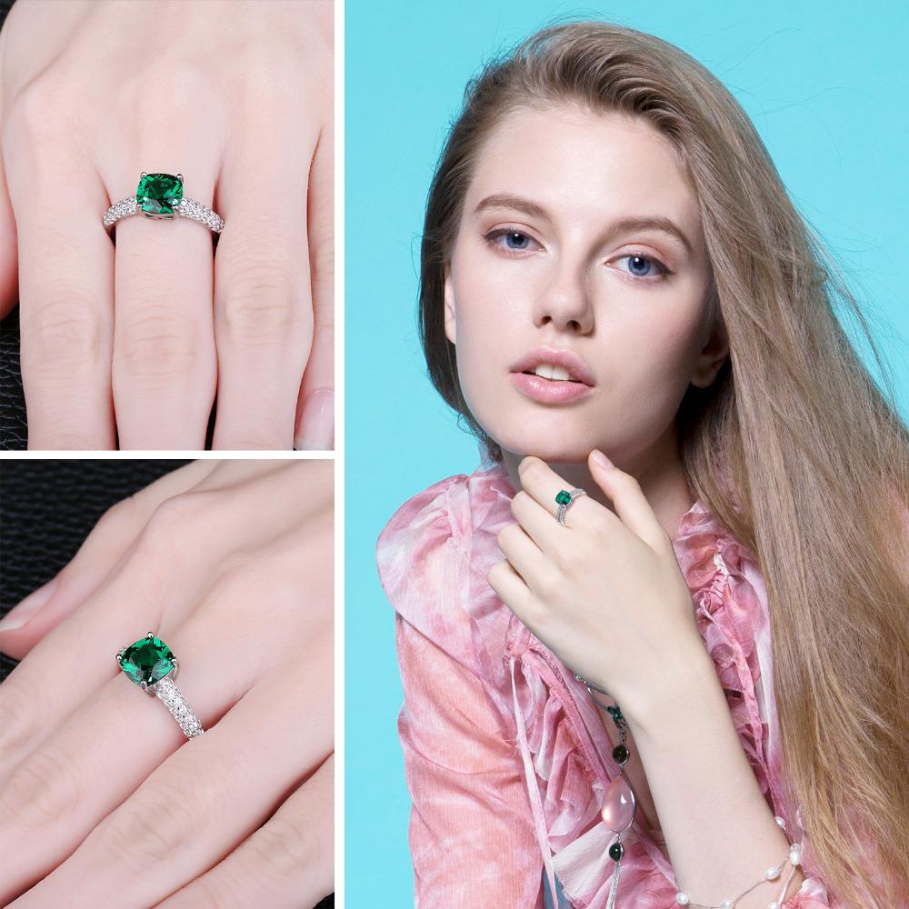 

Кольцо Jewelrypalace Cushion с имитацией нано-изумруда и рубином, обручальные кольца из стерлингового серебра 925 пробы с драгоценными камнями для женщин 9