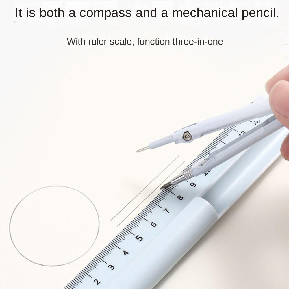 3-in-1 Compass Ruler Set Stationery Set Mathematics Function Ruler Measuring Ruler Pencil Compass Kit School Office