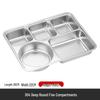 ZHOUE HENGSENG 304 Stainless Steel Deep Rectangular Divided Meal Tray