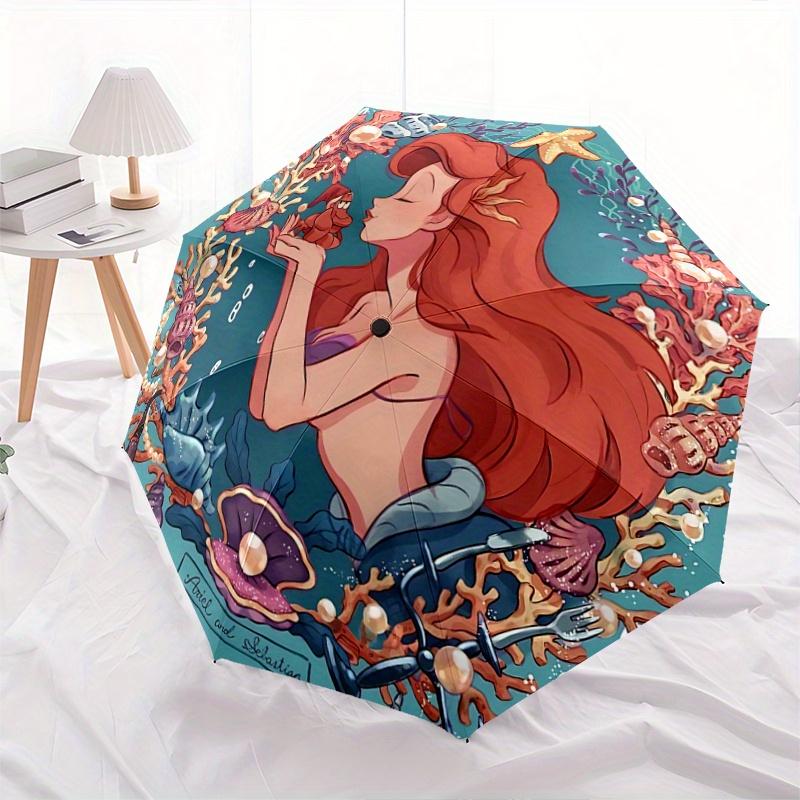 

1pc Ariel s Undersea Adventure Cartoon Umbrella, Portable 3-Fold Compact Umbrella, Suitable for Camping, Hiking and Travel, Ideal Easter Bir