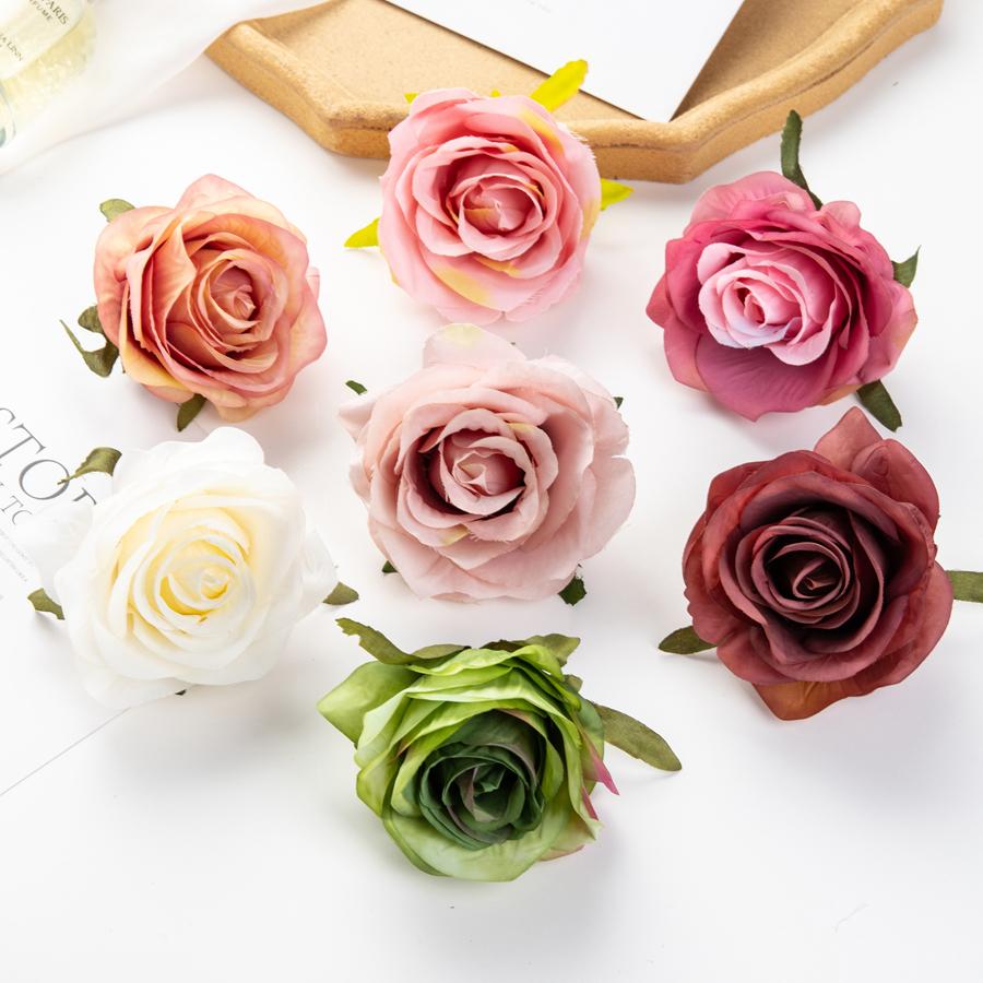 100Pcs Artificial Flowers Wholesale Wedding Garden Rose Arch for Home Decoration Accessories Party Scrapbooking Christmas Wreath
