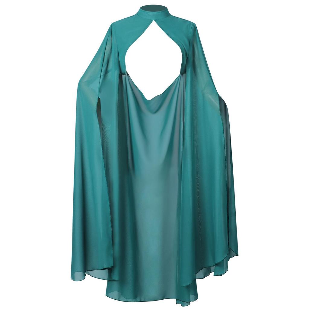 Multicolor Chiffon Gothic Cape: Long Wedding & Halloween Shawl for Women