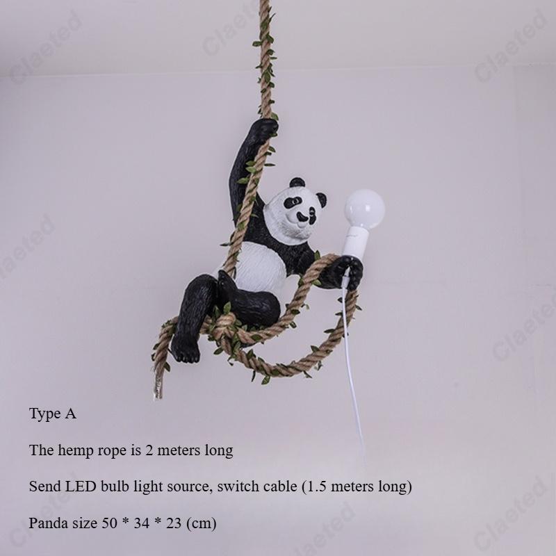 

Creative New LED European Hemp Rope Panda Chandelier Bar Restaurant B&B Decorative Atmosphere Lighting
