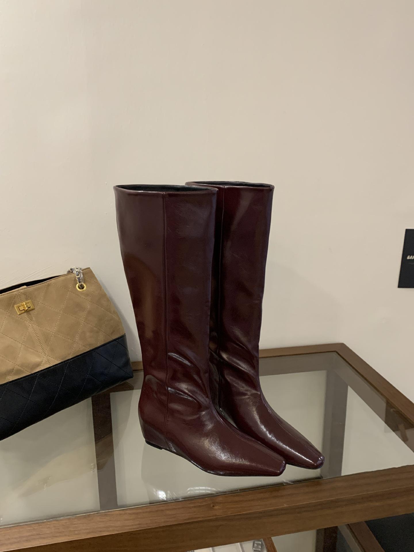 

2025 autumn and winter new big tube circumference Spice Girl small square head sexy temperament inner height increase high boots slim boots 39