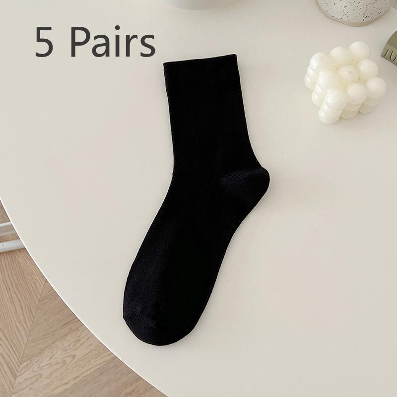 5 Pairs of Female Spring and Summer Fashion New Loose Mouth In The Tube Pile Socks