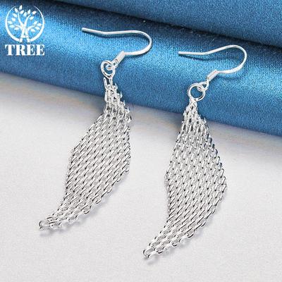 925 Sterling Zilver met elkaar verweven netwerk oorbellen sieraden