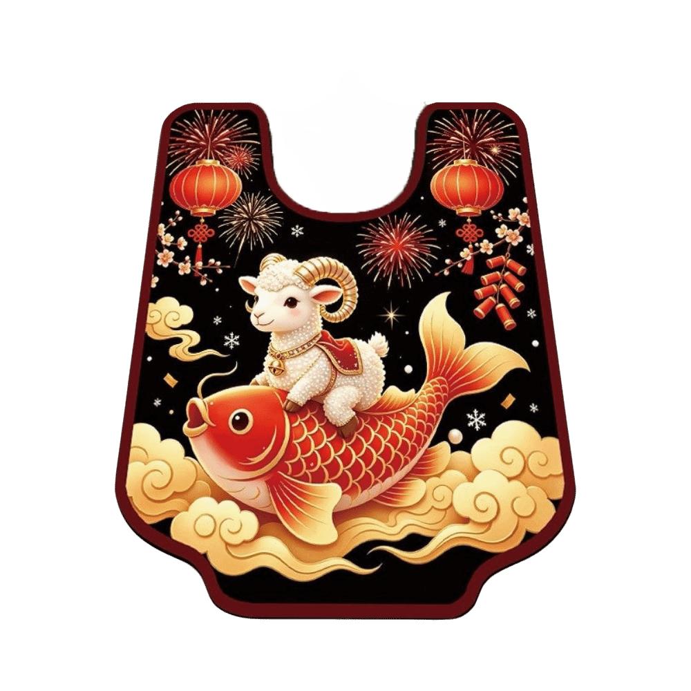 Anti Slip Lamb Year Bathroom Mat Quick Drying Sheep Door Mat Carpet U-shaped Floor Mat  Bathroom
