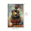 Vintage Metal Sign Wall Decor,Steam Train Watercolor Art Waterproof Home Bathroom Kitchen Bedroom Living Room Decor