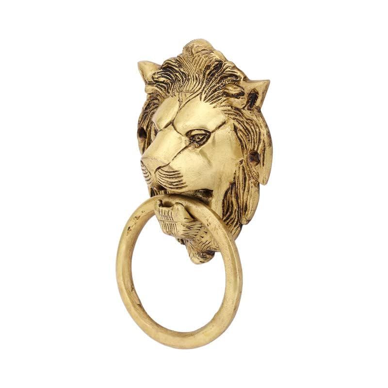 Decor Brass Lion Face Shape Design Door Pull Handle Heavy Antique Royal Brass Door Knocker for Main Glass Wooden Door, Cabinet, Drawer