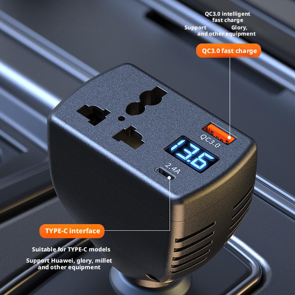 150W Car Power Inverter DC 12V/24V To AC 220V Cigarette Lighter Adapter With QC3.0 USB Port Charger Power Converter