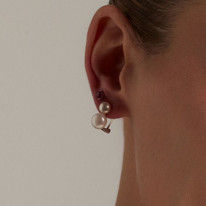 Boucles D'oreilles Luxenter En Argent 925 Avec Perle Blanche Finition En Rhodiée - Kire
