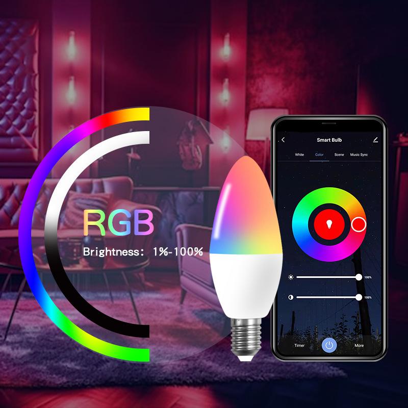 WiFi Smart Candle Light with Alexa Voice Control, RGBCW Table Lamp, E14/E12 Bulb, Tuya Smart Life Compatible