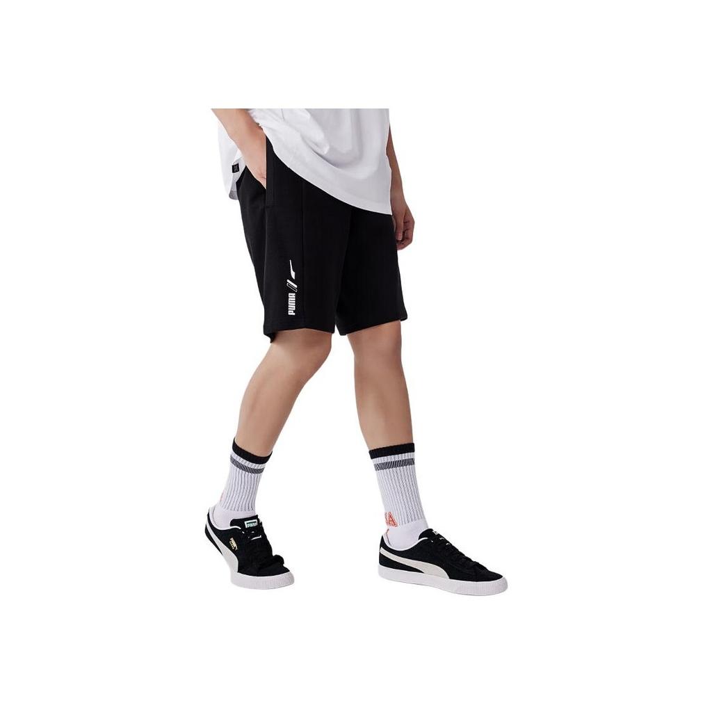 Puma Printed Logo Mid-Rise Breathable Loose Casual Shorts Men shorts Black 849574-01
