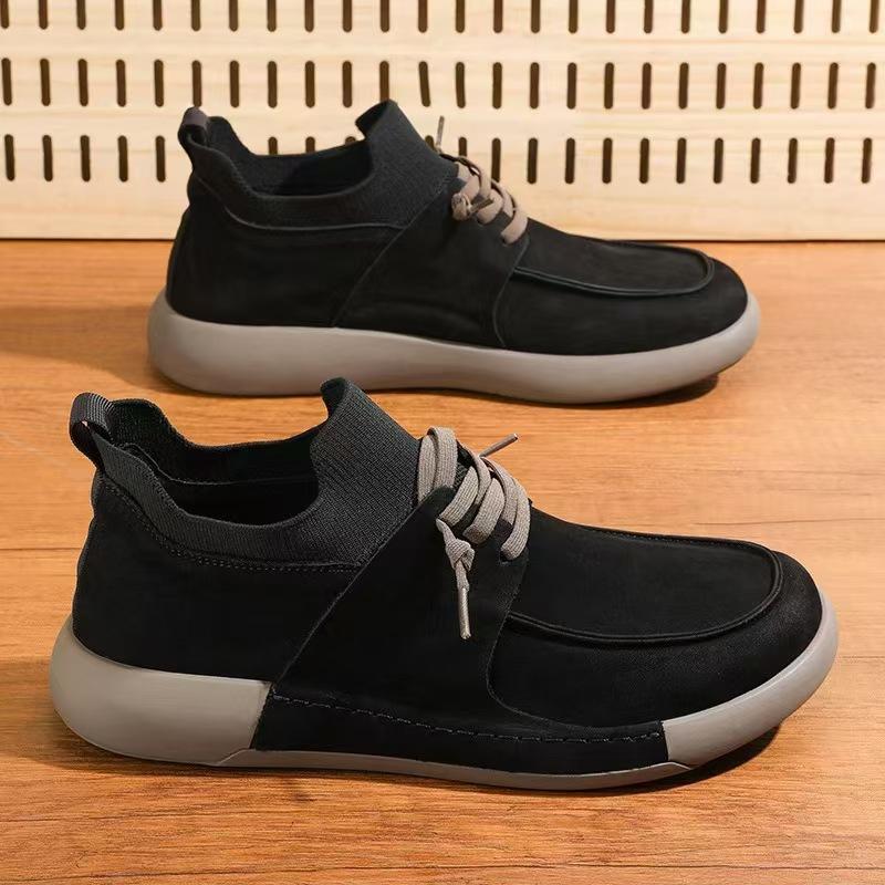 Foreign Trade Men's Small Leather Boots Lightweight One-pedal Spring Versatile Board Shoes Fashion Sports and Leisure Shoes Men's Shoes