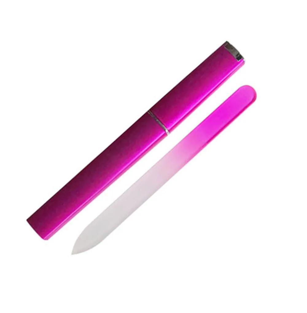 1 stücke Bunte Glas Doppelseitige Nagelfeilen Streifen Professionelle Transparent Gradienten Kristall Poliert DIY Maniküre Werkzeuge Liefert