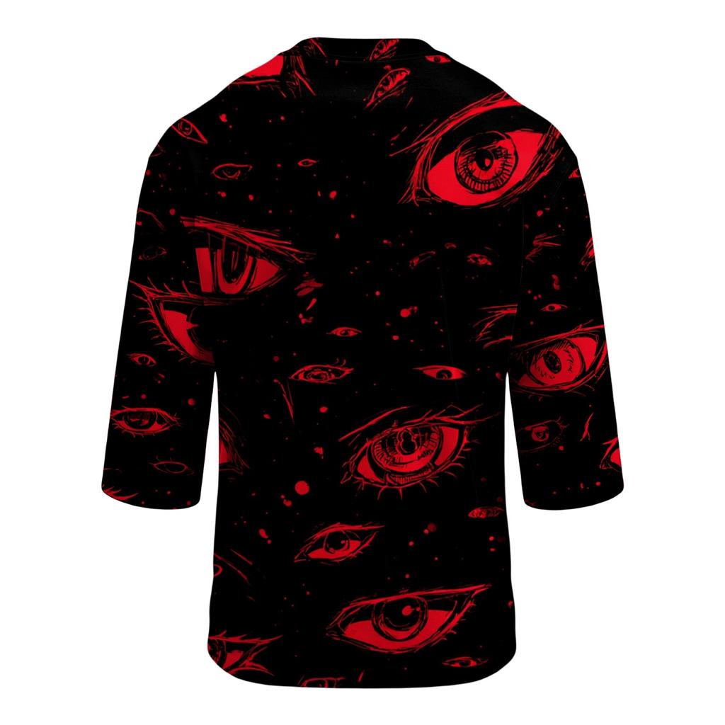 Men's Casual Halloween Print Crew Neck T Shirt Three Quarter Sleeve Top Comfortable Fit Lightweight Fabric Stylish Design