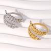 Adjustable Open Leaf Ring Natural Decorative Ring Nature Style Stainless Steel Inspired Jewelry for Women Girls